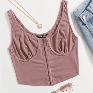 Pink ribbed hook and eye tank